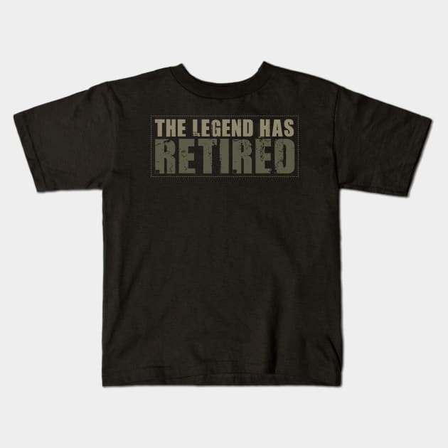 The Legend Has Retired Vintage Army Retired Kids T-Shirt by Tesszero